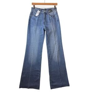 NWT Express Jeans High Rise Flare Size 4 Tall Long Boho Stretch Bell Bottom